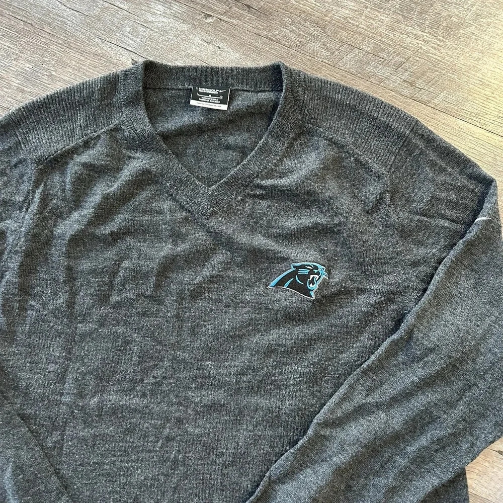 Nike Golf Sweater Large Gray Tour Performance Wool Blend Carolina Panthers